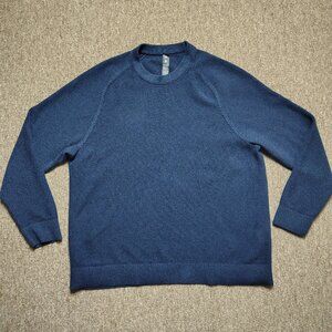 LULULEMON Sweater Men 2XL Blue Textured Knit Crewneck Pullover Cotton Blend